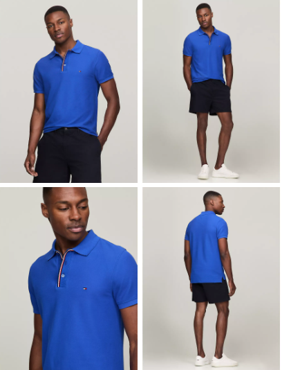 Tommy Hilfiger Slim Fit Stripe Placket Polo in Kettle Blue.