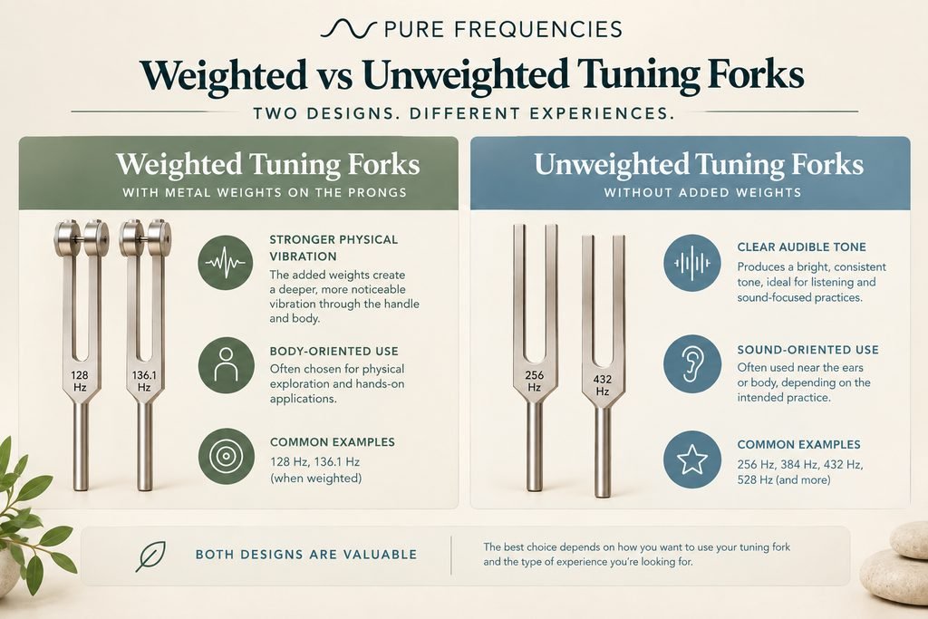 Weighted vs unweighted tuning forks comparison